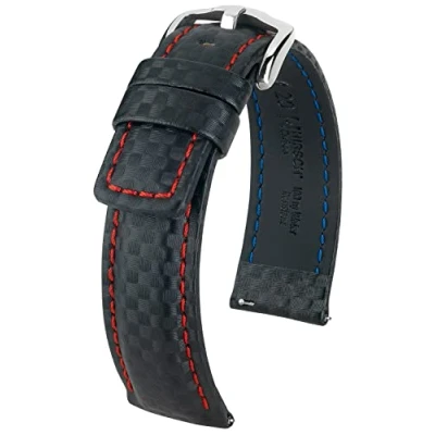 Imagen de HIRSCH correa de reloj Carbon L para damas y caballeros negro 22 mm