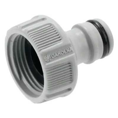 Imagen de Gardena conector de grifo 26,5 mm (G 3/4 pulgada): adaptador para conectar una manguera, tecnología antisalpicaduras, a prueba heladas, sistema original Gardena, envase suelto (18221 26).