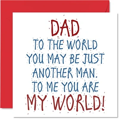 Imagen de Bonitas tarjetas de cumpleaños para papá Dad You Are My World tarjeta feliz hija o hijo, regalos padre, del día felicitación