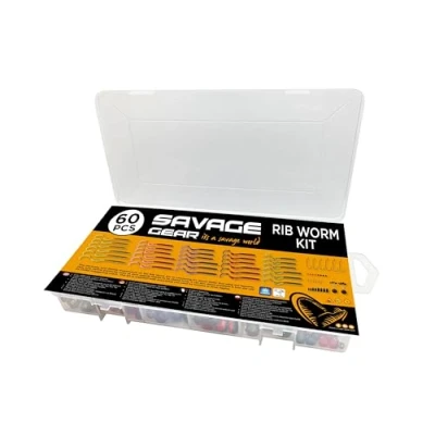 Imagen de Savage Gear Kit de Rib Worm un tamaño, mezcla colores (60 piezas) Kits senuelos