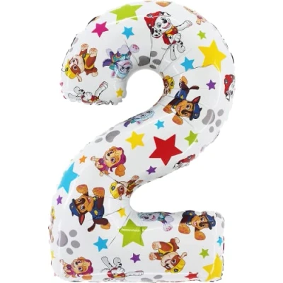 Imagen de Toyland® Globo de lámina con Número la Patrulla Canina 26 pulgadas Globos fiesta para niños 1 6 disponible (NÚMERO 2)
