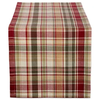 Imagen de DII Ropa de Mesa otoño y Acción Gracias, algodón, a Cuadros, Camino 14 x 72 Pulgadas