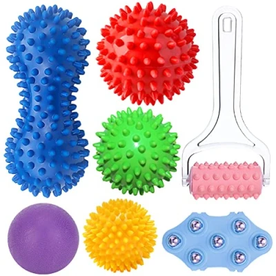 Imagen de Set de 7 Bolas masaje para aliviar Dolores musculares Pelotas con Pinchos, Sport Masaje. rodillo muscular y Pies en Manos, Antebrazos, Hombros,