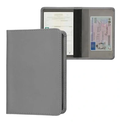 Imagen de kwmobile Funda para permiso de circulación coche cuero sintético Con espacio tarjetas 9.2 x 13 CM doblado antracita