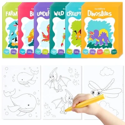 Imagen de THE TWIDDLERS 24 Cuadernos Infantiles para Pintar Animales, Actividad de Arte Divertida Libros Niños Pintar, A6