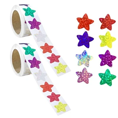 Imagen de PFLYPF 1000 piezas pegatinas de estrellas intermitentes, 2,5 cm, recompensa para maestros, motivación niños (8 colores)