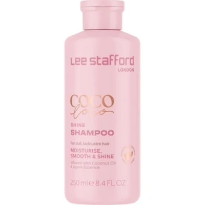 Imagen de Lee Stafford champú Shine Colección coco Loco El mejor hidratante para cabello seco y opaco, acabado brillante, empaquetado con aceite de esencia agave, 250 ml