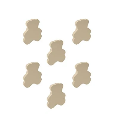 Imagen de 6 un. tirador pomo mueble bebé oso madera lacada beige claro arena 63x54mm