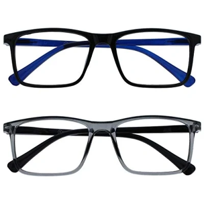 Imagen de Opulize Ink Pack 2 Gafas De Lectura Grande Negro Gris Hombres Mujeres Bisagras Resorte RR4 17 +3,50