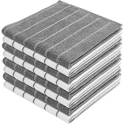 Imagen de AIDEA Paños de Cocina Gris y Blanco, Toallas Microfibra, Juego Trapos 8 Unidades, 30 x 30cm