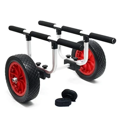 Imagen de WilTec Carrito para Transporte de Kayak y Canoa, Aluminio 90kg con Ruedas PU Ø31cm &amp; Ancho Ajustable