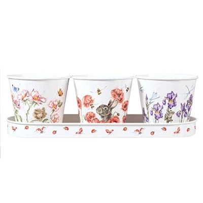 Imagen de Wrendale Designs Macetas y Bandeja para Hierbas &#039;Florales&#039;