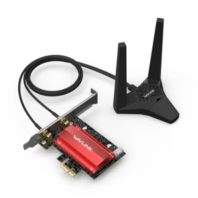 Imagen de WAVLINK WiFi 7 PCle Tarjeta de Red BE8800 para PC sobremesa,Adaptador inalambrico Tri Banda BE200 con Bluetooth 5.4, MU MIMO,WPA3,para Windows10/11(64bit),Sólo Compatible Placas Base Intel