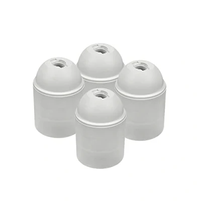 Imagen de HALOTEC Pack 4 Portalámparas E27 Blanco Soporte Casquillo liso Montaje M10x1 Base para Bombilla vista y rosca gruesa Fabricado en Italia