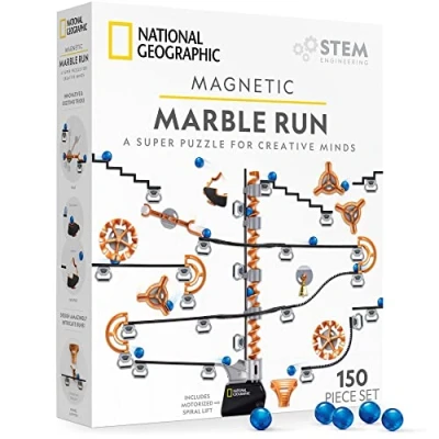 Imagen de National Geographic Run de Canicas Magnético Set Construcción Stem 150 Piezas con Pista Magnética, Truco y