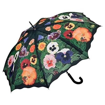 Imagen de VON LILIENFELD Paraguas de Iluvia Flor Pensamientos Largo Clásico Automático Grande Estable Mujer