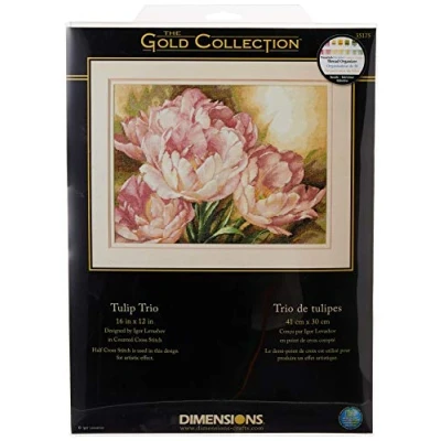 Imagen de Dimensions Tulip Trio, Algodón, Dorado, 16 in. W x 12 L