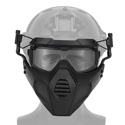 Imagen de FAST Gafas protectoras para casco con máscara facial extraíble airsoft, paintball, fiesta de Halloween