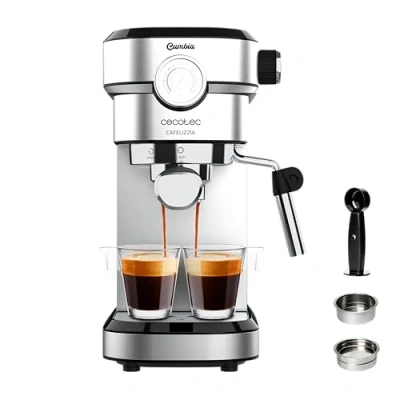 Imagen de Cecotec Cafetera para Espressos y Cappuccino Cafelizzia 790 Steel Pro. 1350W, Manometro, Sistema Thermoblock, 20 Bares, Modo Auto 1 2 Cafés, Vaporizador Orientable, 1.1L, Color Acero