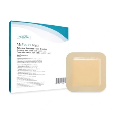 Imagen de MedVancTM Espuma: apósito adhesivo de espuma hidrofílica con borde 15 cm x (almohadilla 10 cm) Caja 5 apósitos