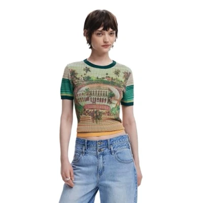 Imagen de Desigual Landscape Camiseta estampada, Mujer, Talla: Medium, Green