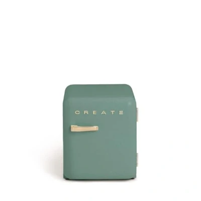 Imagen de CREATE / RETRO FRIDGE 50 GOLD/Frigorífico verde sage maneta oro 85W, minibar, un estante, diseño retro, cm, dos repisas, capacidad de 48L, bajo consumo, 50x44x49,8 cm