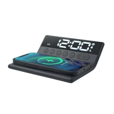 Imagen de Muse M 168WI / Reloj + Cargador DE INDUCCIÓN. Digital con Display Grande. Alarma, Carga por inducción, Funcion Siesta, dimer y Snooze. Color Negro