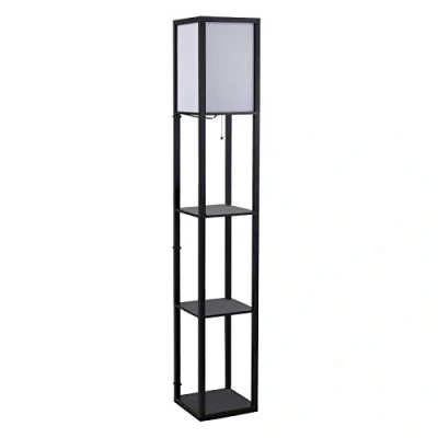 Imagen de HOMCOM Estantería Lbrería Alta de 3 Niveles con Bombilla para Salón Dormitorio Adornos Moderna Sala Estante Exposición Blanco y Negro 26x26x160cm