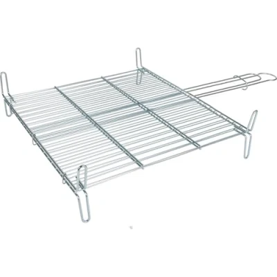 Imagen de Algon Parrilla Barbacoa 45x50 Acero Inoxidable Zincado Gris Metalizado con Cierre de Seguridad Ideal para Asar Carnes y Verduras Resistente Duradera Exterior