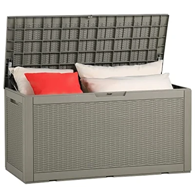Imagen de YITAHOME 380L Grande Caja de Almacenaje Jardín, Resina Arcón Ordenación Exterior para Muebles Patio