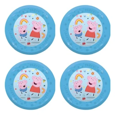 Imagen de Procos Peppa Pig Messy Play plato de plástico, 4 piezas, reutilizable, vajilla fiesta para cumpleaños o temática, Wutz