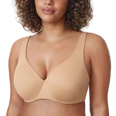 Imagen de DELIMIRA AISILIN Mujer Sujetador Talla Grande Reductor Sin Costuras Relleno Beige Cálido 115D