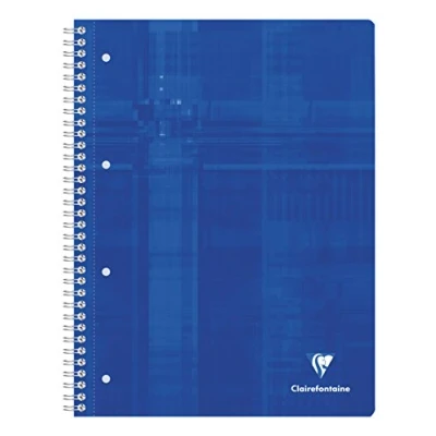 Imagen de Clairefontaine 8252C Un Cahier à Spirale Perforé Bleu A4+ 22,5x29,7 cm 160 Pages Détachables Petits Carreaux Papier Blanc 90 g Couverture Carte Pelliculée