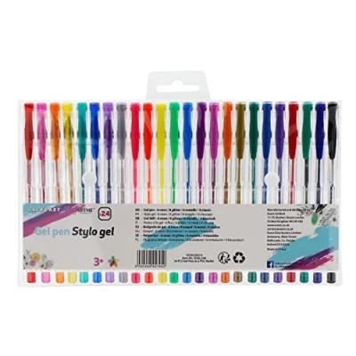 Imagen de Exerz Bolígrafos De Gel 24 Piezas Color Del Arcoiris Artes Y Manualidades: Tinta Fina, Incluye Purpurina, Neón, Tonos Metálicos Clásicos