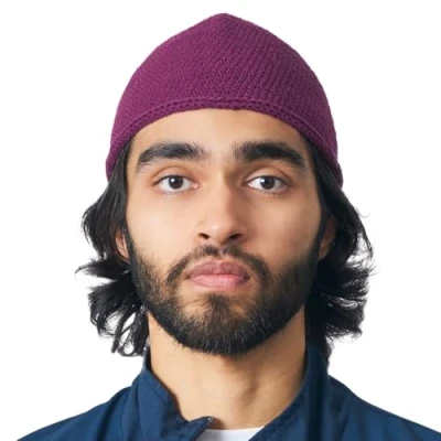 Imagen de CHARM Cráneo Gorra Islam Gorros Beanie Sombrero Kufi Mano Hecho Hombres Enge M