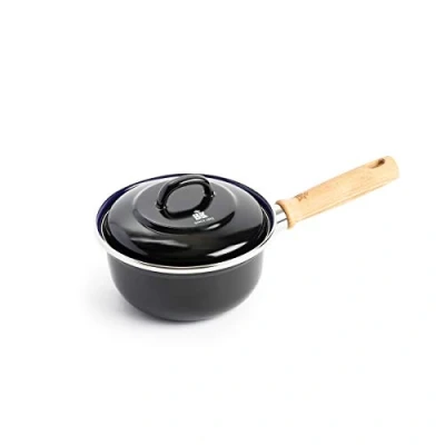 Imagen de BK Indigo Cacerola Esmaltada Holandesa con Tapa Revestimiento Cerámico Antiadherente sin PFAS, 16 cm/1,2 Litros, Inducción, Apta para Lavavajillas, Horno, Negro