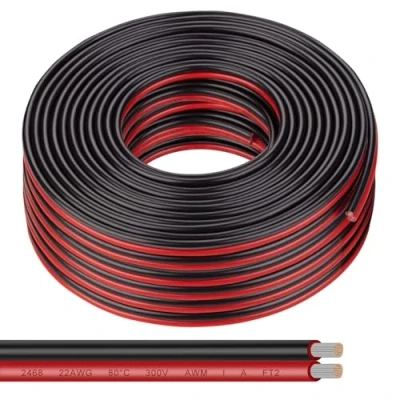 Imagen de ADNEWX® 20 m 2 Pin 22AWG Rojo y Negro Cable de extensión PVC LED 12 V es común en luminarias/LED Strip cableado electrónico