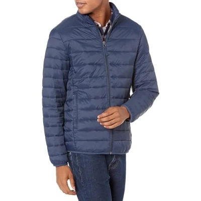 Imagen de Amazon Essentials Chaqueta Acolchada Ligera, Resistente Al Agua y Plegable (Disponible en Tallas Grandes Largos Especiales) Hombre, Azul Marino, XL