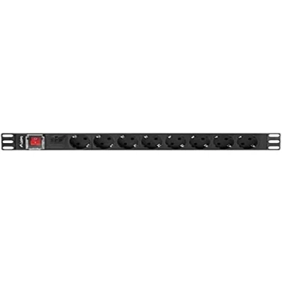 Imagen de REGLETA LANBERG 1U 16A SCHUKO 19 8X Negro 2M