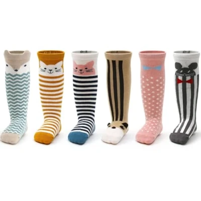 Imagen de FedMois Calcetines Hasta la Rodilla Antideslizantes para Bebé Niño Niña Pack de 6, Animales, 1 3 años