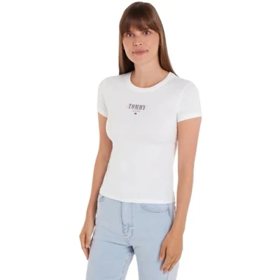 Imagen de Tommy Jeans SLIM Essential LOGO TEE Camiseta estampada, Mujer, Talla: 50, White