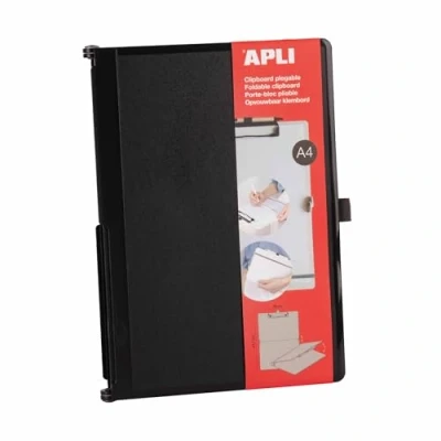 Imagen de APLI 19645A Clipboard plegable A4 Negro, portapapeles plástico ABS
