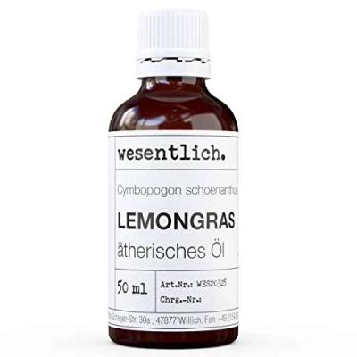 Imagen de wesentlich. Esencial de hierba limón aceite 100% natural (frasco vidrio), para lámpara fragancia y difusor (50 ml)