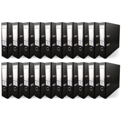 Imagen de Netuno 20x Ekobox archivadores color negro 2 anillas 8 cm A4 organizador ancho de cartón para oficina estanterías carpetas escritorio despacho