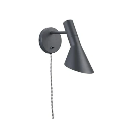 Imagen de B·LED BARCELONA LED Lámpara de pared con Cable Enchufe e Interruptor Lectura Diseño Elegante Moderno Nórdico Aplique Orientable Negro para Dormitorio casquillo E27 (Gris)