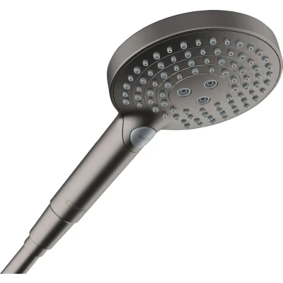 Imagen de hansgrohe Raindance Select S Alcachofa de ducha mano con 3 tipos chorro (incluye PowderRain), redonda (120 mm), cabezal función antical, cromo negro cepillado