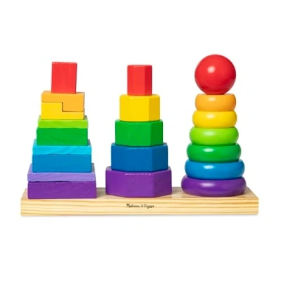 Imagen de Melissa &amp; Doug Apilador Geométrico con 25 piezas, Juguetes de Desarollo, Juguete educativo madera, Montessori, Regalo para niños y niñas 2 3 4 5 años