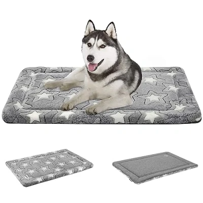 Imagen de EMPSIGN Alfombra De Cama para Perro, Reversible (Fresco y Caliente), Colchón Perro Lavable, Impermeable Perros con Funda Extraíble, Gris, L, 92 * 61 2.8cm