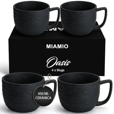 Imagen de MIAMIO tazas de café 450 ml/juego 4 Taza cerámica para café, con leche, capuchino y té Colección Oasis