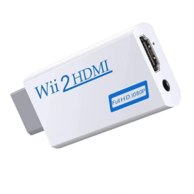 Imagen de Adaptador, Convertidor De Wii A Hdmi 1080p HD con Salida Audio, 3,5 Mm, Compatible Todos Los Modos VisualizacióN para Monitor Projector TV (Blanco)